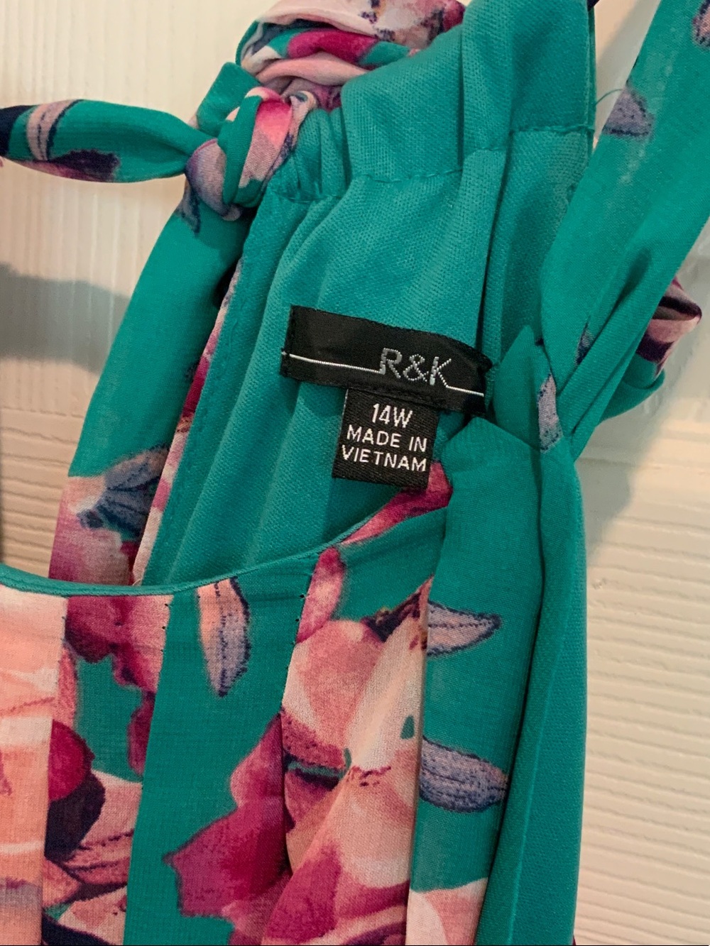 R&K Teal Floral Maxi Dress with Pink & Purple Blooms - Picture 2 of 6